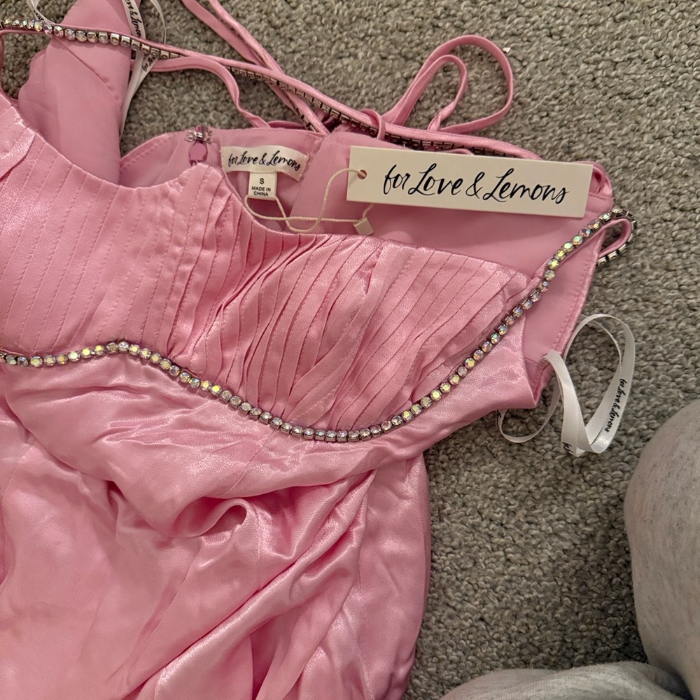 For Love And Lemons Pink Satin Chemise